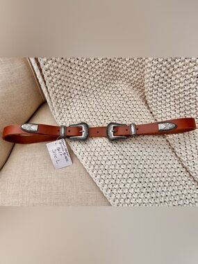 Double Buckle Brown Leather Western Belt size L